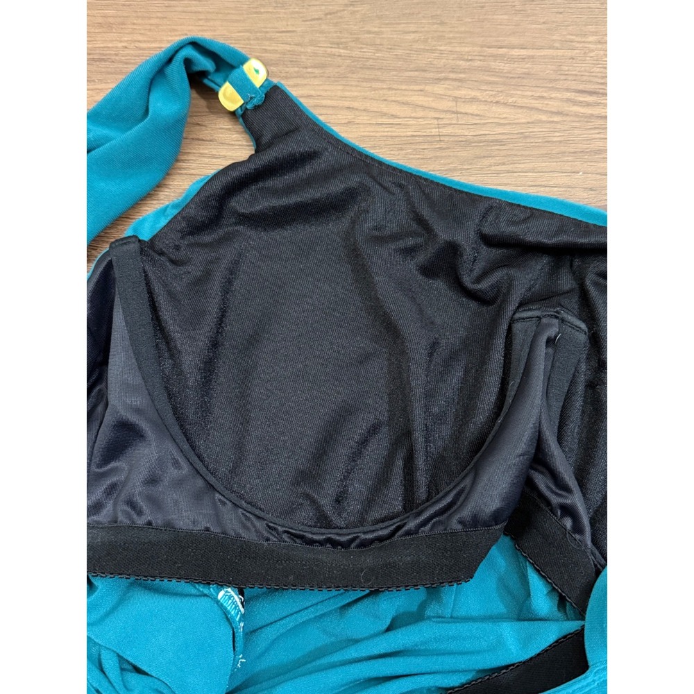 Miraclesuit Teal Draped Tankini Top Underwire Support Gold Accents Beach - Picture 5 of 7